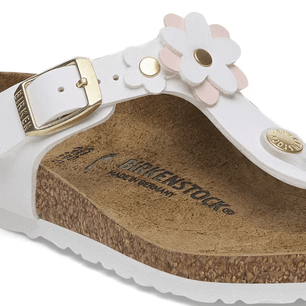 Birkenstock Girls Gizeh Flowers Birko-Flor White